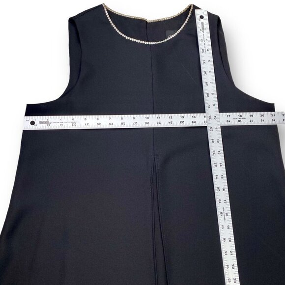 VTG David Rose Midi Dress Womens Sz XL Black Rhinestone Trim Collar Crepe Tent - Picture 10 of 12